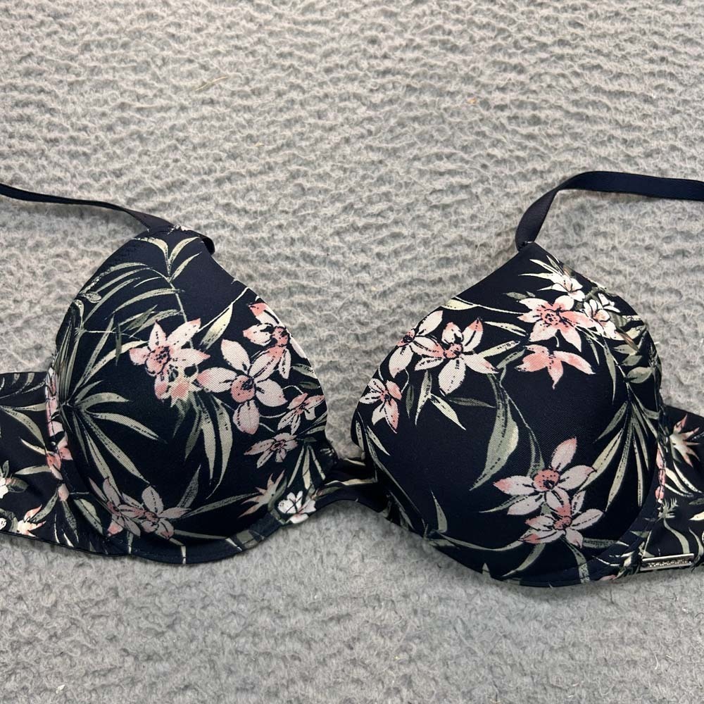 Tahari Bra 34B Push Up Bra Padded Boost Lift  Black Floral